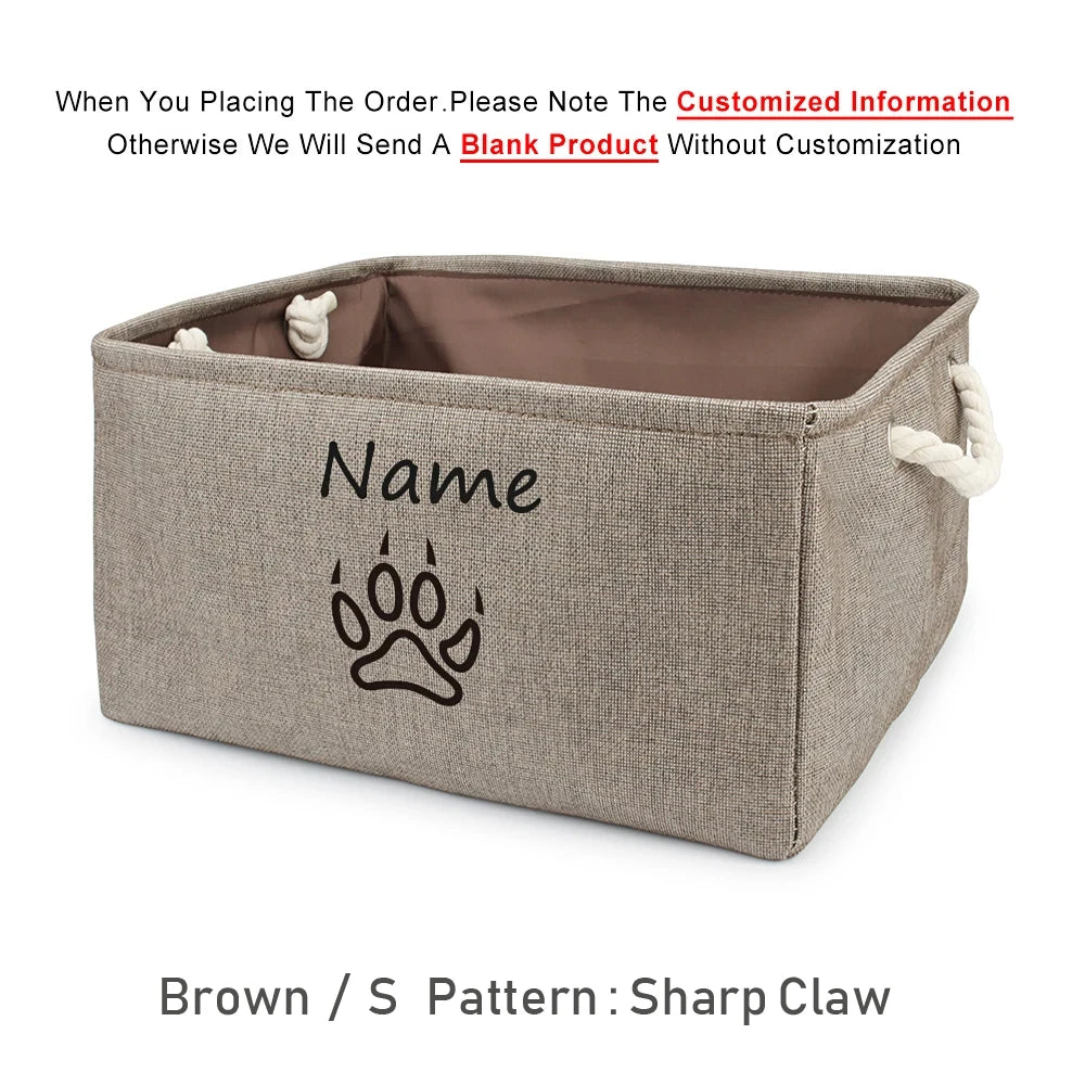 Custom Pet Storage Box – Dog Paw Basket for Toys, Clothes & Accessories