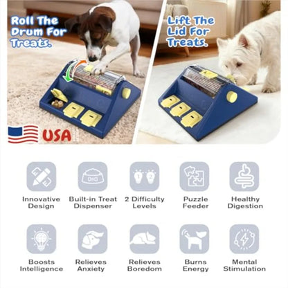 Dog Puzzle Toy Large Size 2 Levels of Challenge Paw-Activated Rolling Treat Dispenser Slow Feeder and Mental Stimulation for Small Dogs