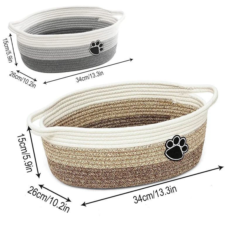 Pet Toy Organizer Basket – Woven Storage Bin for Toys & Accessories