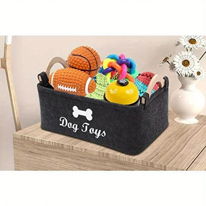 Pet Toy Storage Organizer – Felt Basket for Dog Toys, Accessories & Supplies