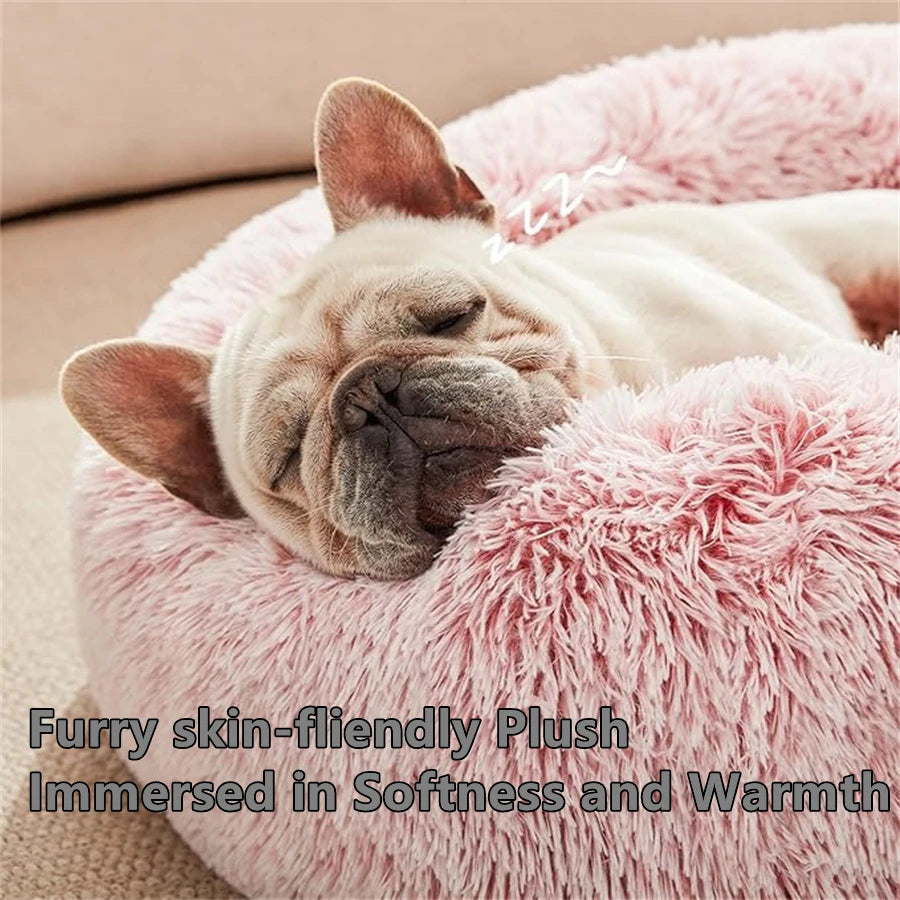 Soft Round Pet Bed – Warm Plush Donut Bed for Small & Medium Pets