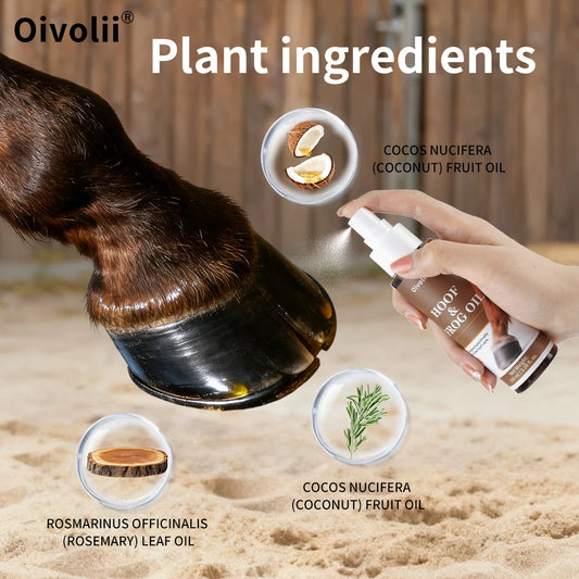 Oivolii Hoof Care Oil Spray Deep Penetrating Formula Moisturizes Dry Hooves Repairs Splits Addresses Contracted Heels for Horses