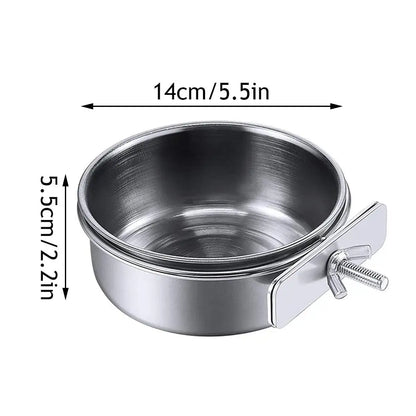 Stainless Steel Bird Bowls Parrot Feeding Bowl Cage Cup Hanging Bowl Clamp-on Water Drinker Pet Food Dish Parrot