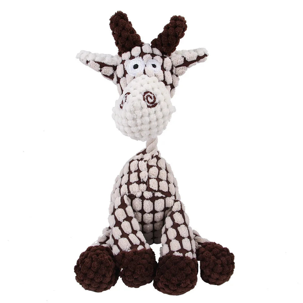 Plush Monkey & Pig Dog Toy – Corduroy Squeaky Chew Toy for Large Dogs