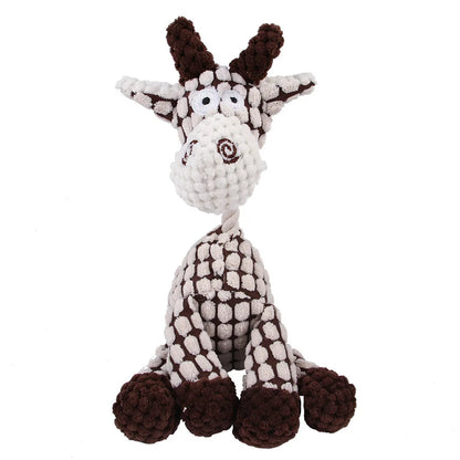 Plush Monkey & Pig Dog Toy – Corduroy Squeaky Chew Toy for Large Dogs