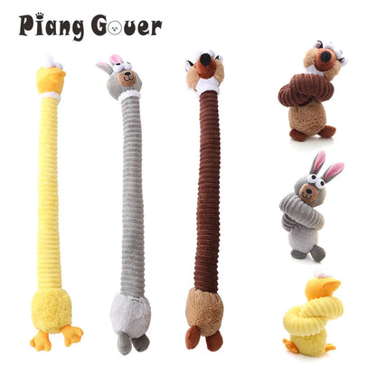 Cartoon Long Neck Small Dog Toy Puppy Duck Rabbit Fox Soft Plush Chew Pet Squeaky Toy