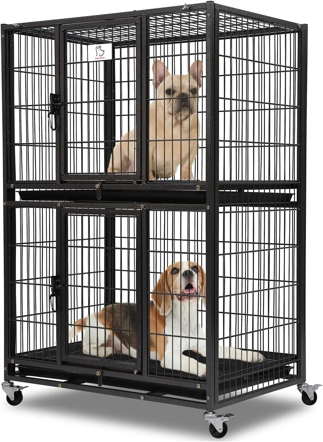 Two-Story Dog Crate – Secure Indoor Kennel for Small Dogs with Lockable Wheels**