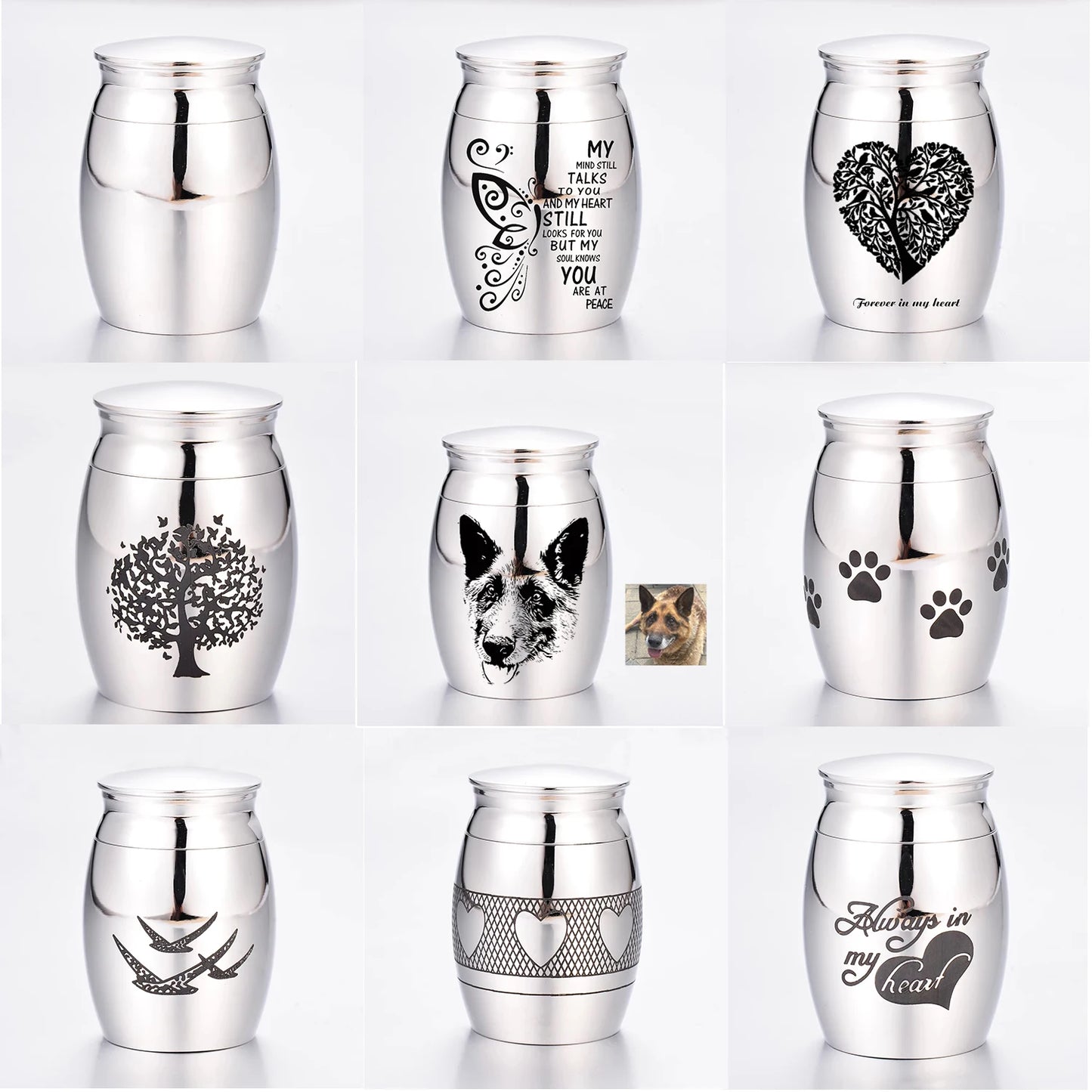 Stainless Steel Cremation Keepsake – Custom Memorial Container for Ashes & Hair