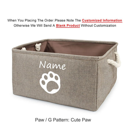 Custom Pet Storage Box – Dog Paw Basket for Toys, Clothes & Accessories