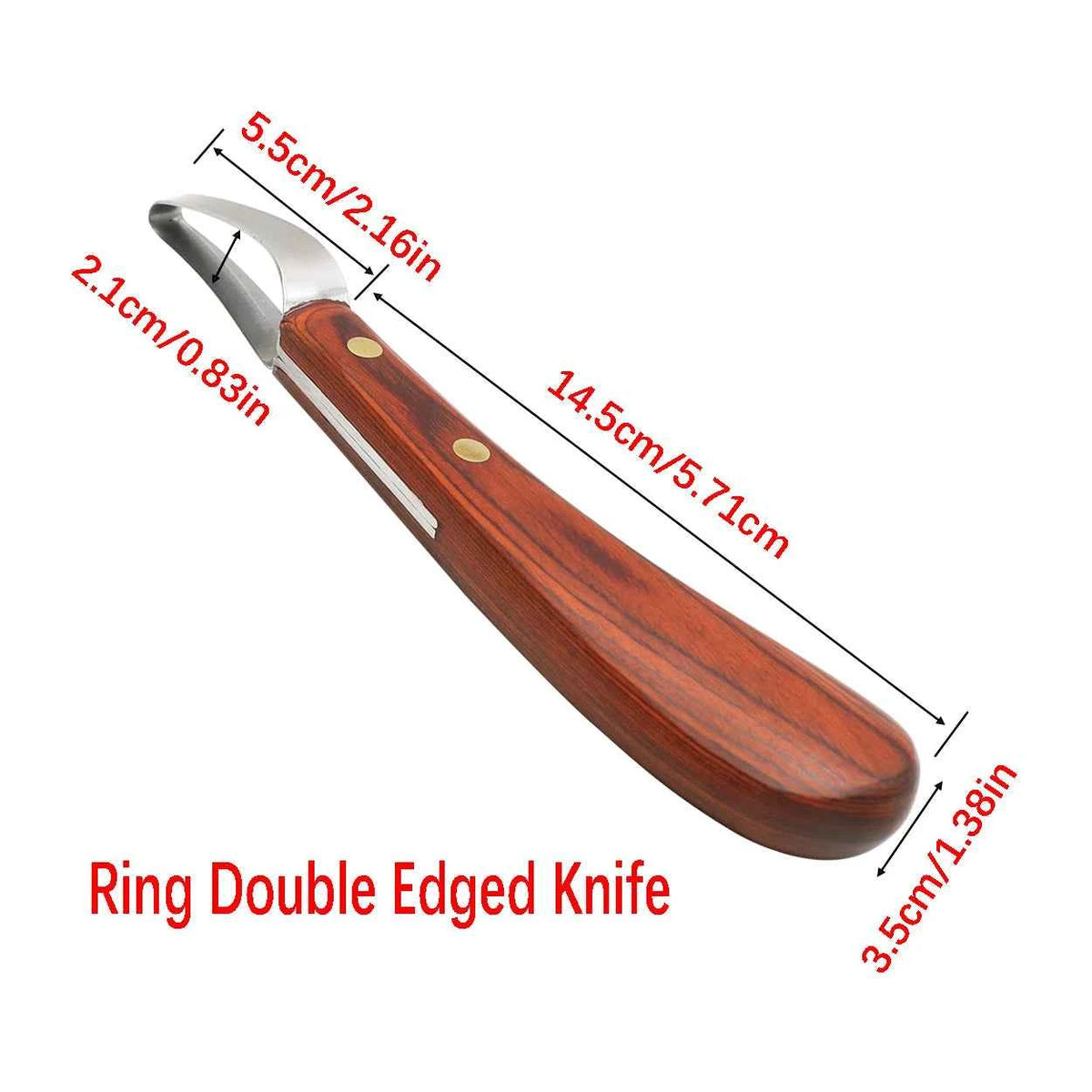 2 Pcs Horseshoe Knife With Wooden Handle Stainless Steel Double-edged & Ring-shaped Blades Cattle Sheep Hoof Trimming Tools