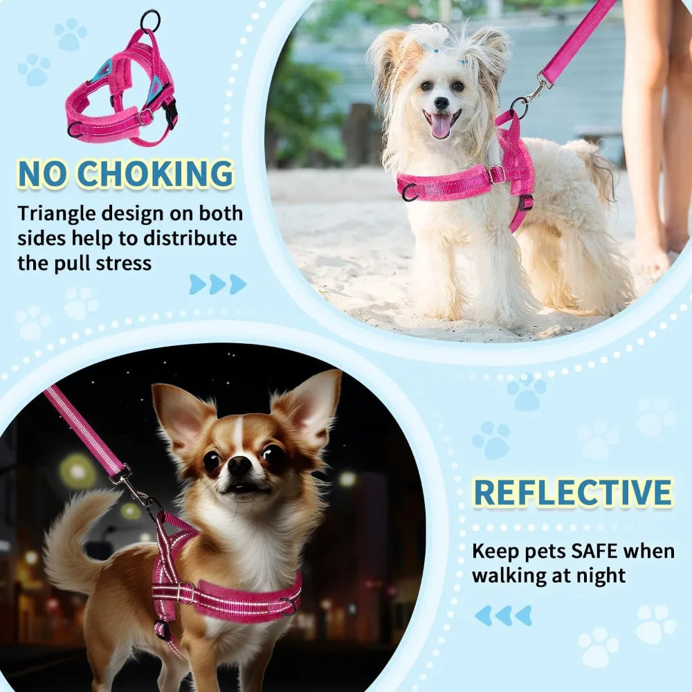 Small Dog No-Pull Harness Set – Reflective Soft Vest with Matching Leash