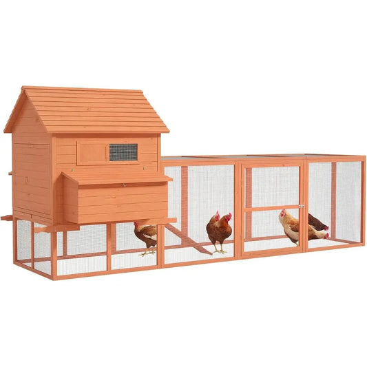 Large Wooden Chicken Coop with Run and Inner Hen House for Garden & Backyard