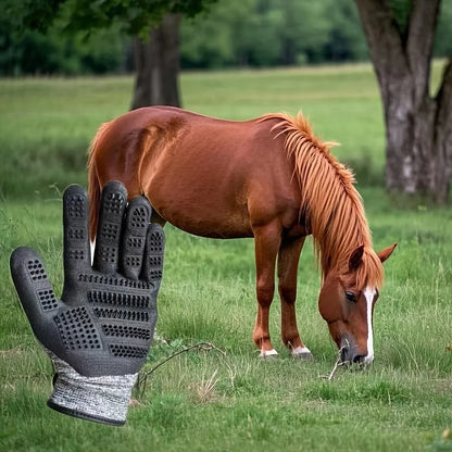Horse Grooming Mitt – Soft Deshedding Brush Glove for Long & Short Hair Coats