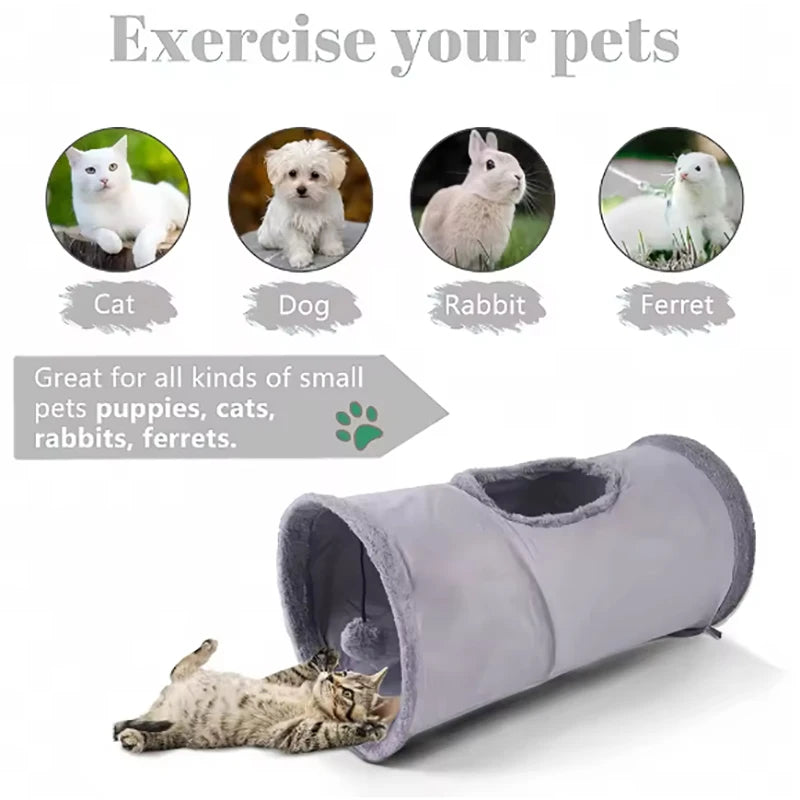 Pet Cat Plush Tunnel Foldable Suede Channel Toy for Self Entertainment and Relaxation Cat Toy Suitable for Cats to Play at Home
