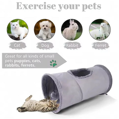 Pet Cat Plush Tunnel Foldable Suede Channel Toy for Self Entertainment and Relaxation Cat Toy Suitable for Cats to Play at Home