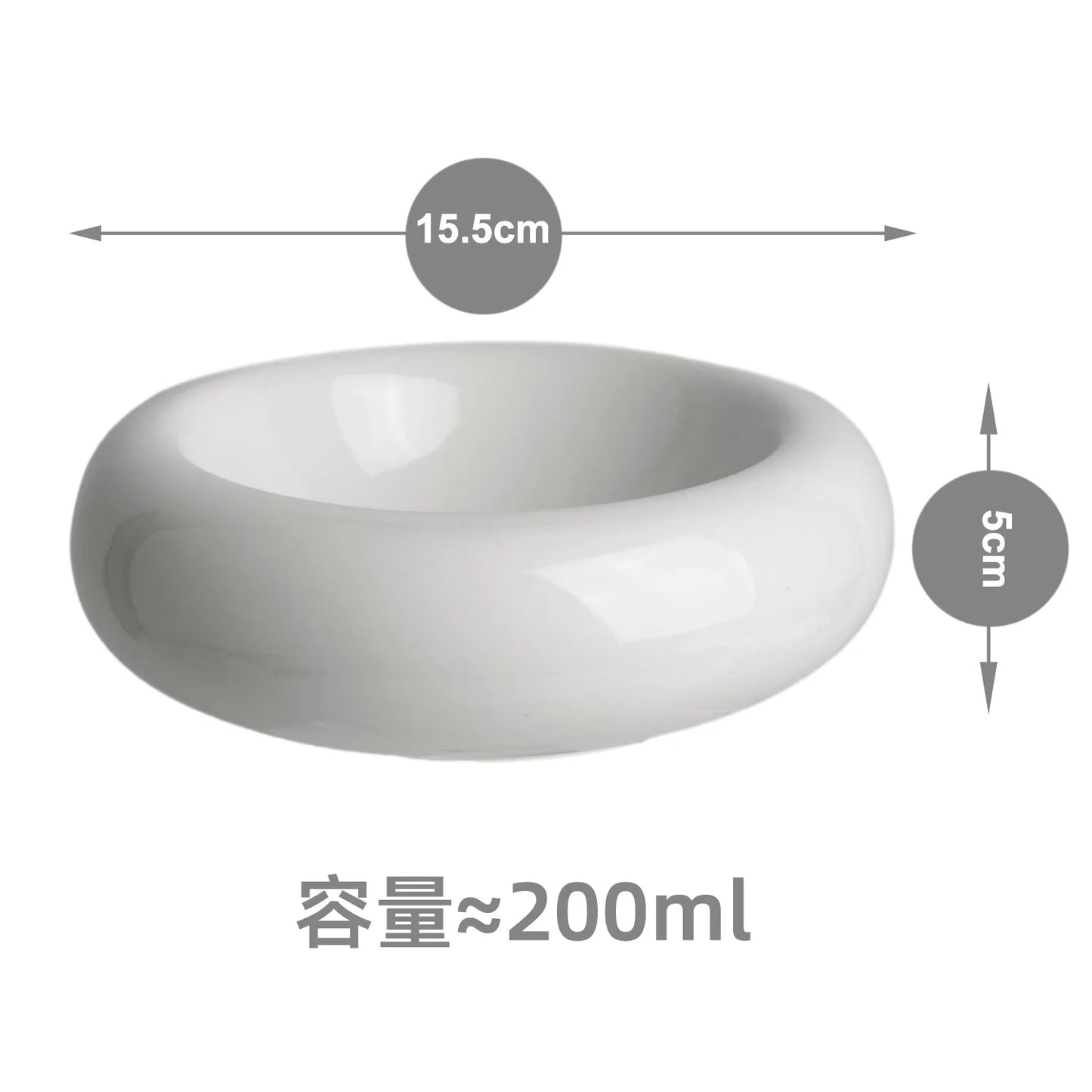 Non-Slip Ceramic Pet Bowl – Cute Donut-Shaped Cat Snack & Food Dish