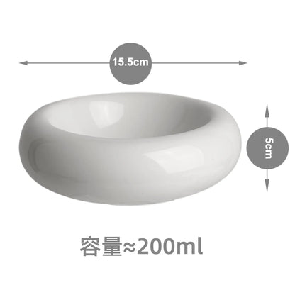 Non-Slip Ceramic Pet Bowl – Cute Donut-Shaped Cat Snack & Food Dish