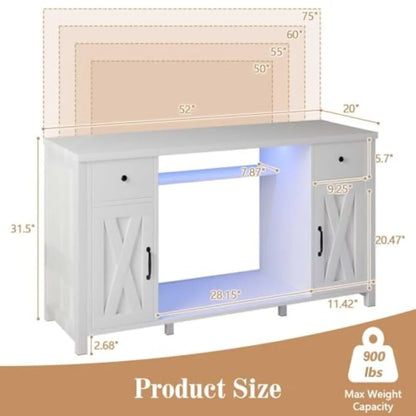 55–75 Gallon Aquarium Cabinet – Heavy Duty Fish Tank Stand with Built-In Power Outlet & LED Lights