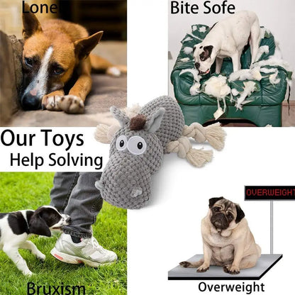 Grey Donkey-Shaped Large Squeaky Dog Toy for Small to Large Dogs