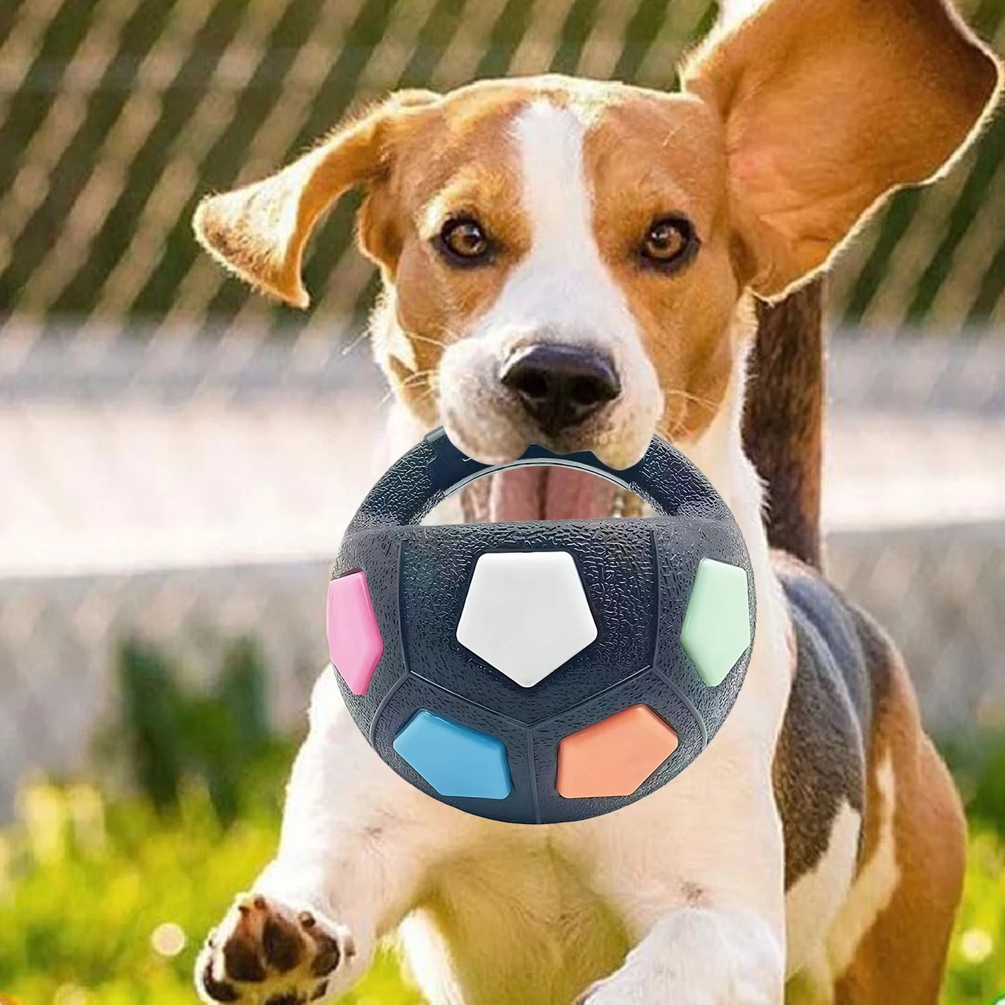 Durable Dog Ball Toy – Easy-Grip Rubber Football for Chewing & Interactive Play