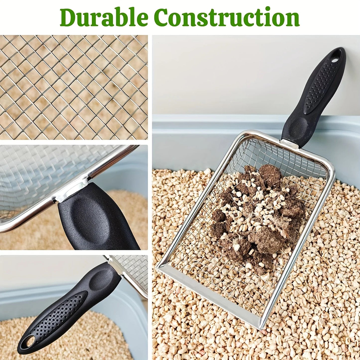 Poultry Coop Litter Scoop – Durable Stainless Steel Mesh Shovel for Easy Cleaning