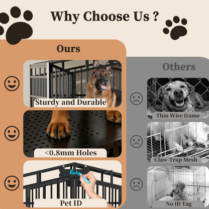 Large Breed Dog Kennel – Heavy Duty Steel Crate with Adjustable Bowls & Locking Wheels