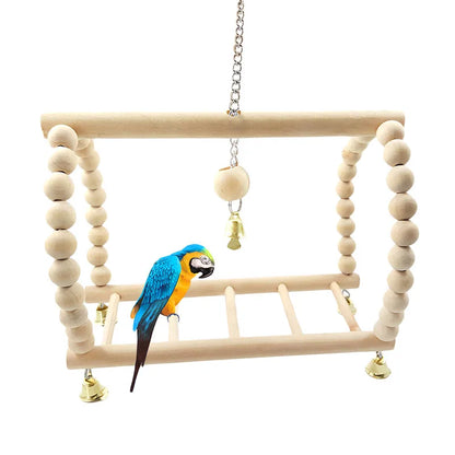 Bird Training Toy Set – 1/8PCS Wooden Swing & Chew Toys for Parrots