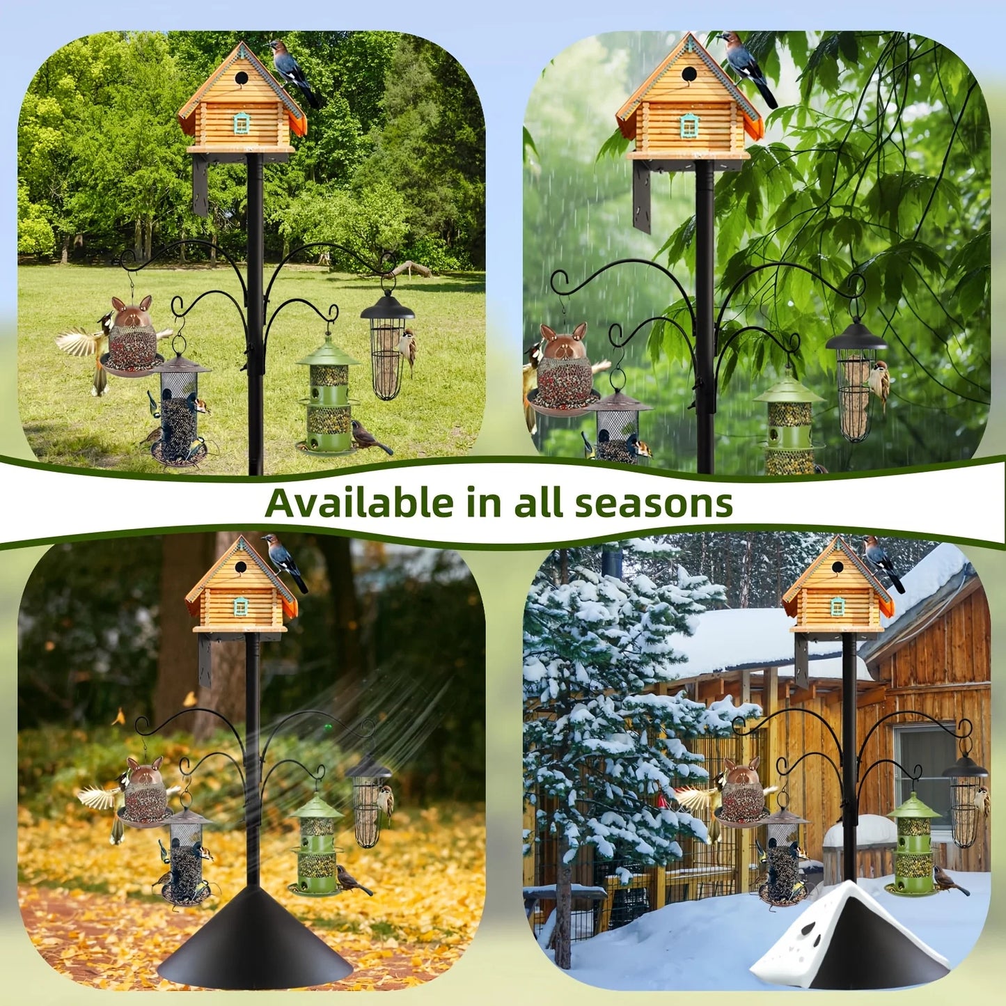 Heavy Duty Bird Feeding Station – 92-Inch Pole with Squirrel Baffle & Hooks