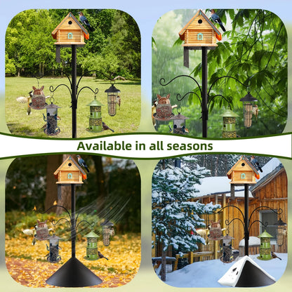 Heavy Duty Bird Feeding Station – 92-Inch Pole with Squirrel Baffle & Hooks