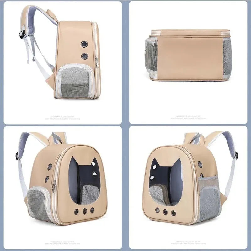 Portable Pet Travel Backpack – Clear Breathable Carrier for Cats & Puppies