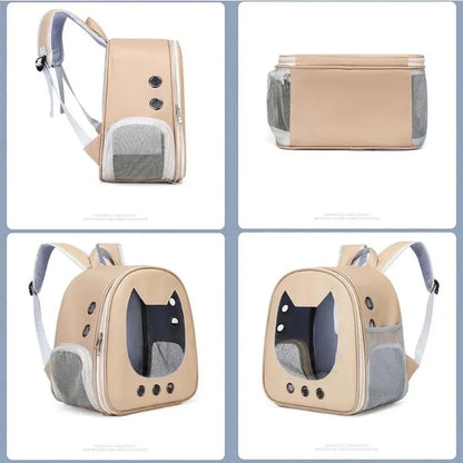 Portable Pet Travel Backpack – Clear Breathable Carrier for Cats & Puppies