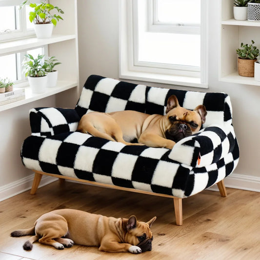Soft Pet Sofa Bed – Comfortable Cat & Dog Sleeping Bed with Lattice Design