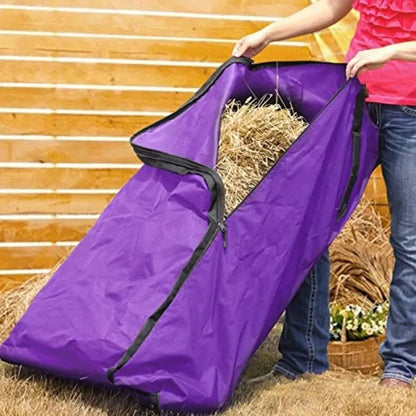 Zippered Waterproof Hay Bale Storage Bag, Large Hay Bale Tote, Foldable and Portable Hay Bale Bag for Horses and Livestock