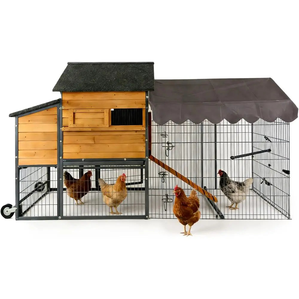 Outdoor Chicken Coop on Wheels – Spacious Poultry Cage for 6–8 Chickens