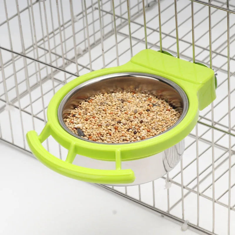 Hanging Stainless Steel Bird Bowl – Food & Water Feeder for Parrots & Cage Birds