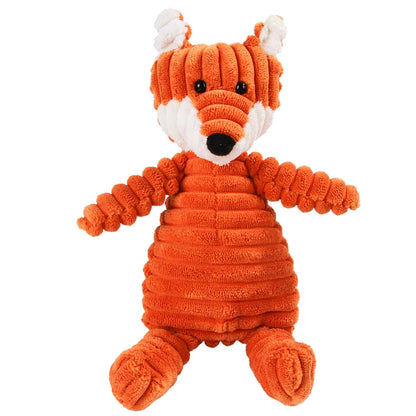Plush Monkey & Pig Dog Toy – Corduroy Squeaky Chew Toy for Large Dogs