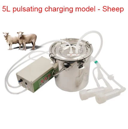 3L/5L Milking Machine Milker Automatic Electric & Pulsating for Farm Cows Goats Sheep Vacuum Pump Stainless Steel Milker Bucket