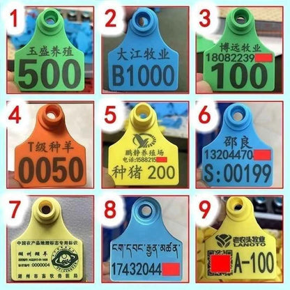 100 Pcs Custom Cattle Ear Tag Laser Printing Farm Name Telephone Number LOGO Pig Cattle Rabbit Farm Animal Ear Tag DIY Custom