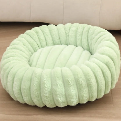 Warm Round Pet Bed for Medium Dogs & Cats – Fluffy Plush Sleeping Nest