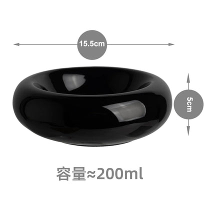 Non-Slip Ceramic Pet Bowl – Cute Donut-Shaped Cat Snack & Food Dish