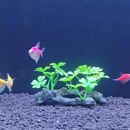 Fish Tank Artificial Plant – Tree Trunk Wood Decor with Underwater Grass
