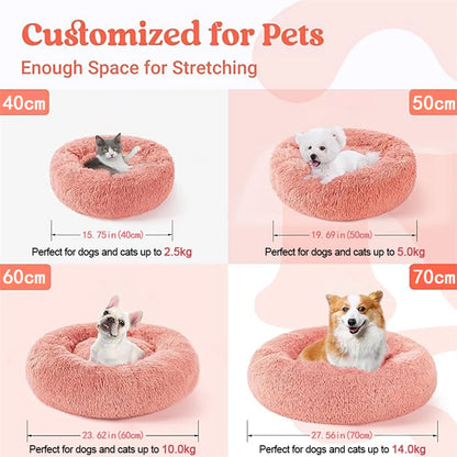 Soft Round Pet Bed – Warm Plush Donut Bed for Small & Medium Pets