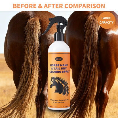Horse Mane Tail Spray Waterless Shampoo No Rinse Cleaning Detangling Smooth Shiny Horse Coat Grooming Spray for Daily Care