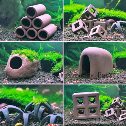 Ceramic Fish Tank Cave – Simulation Stone Hideout for Fish, Shrimp & Crayfish