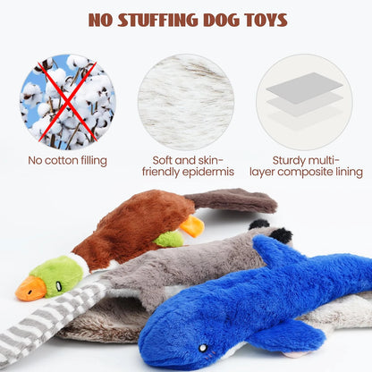 Stuff less Dog Toys with Squeakers – Plush Crinkle Toys for Puppies & Dogs