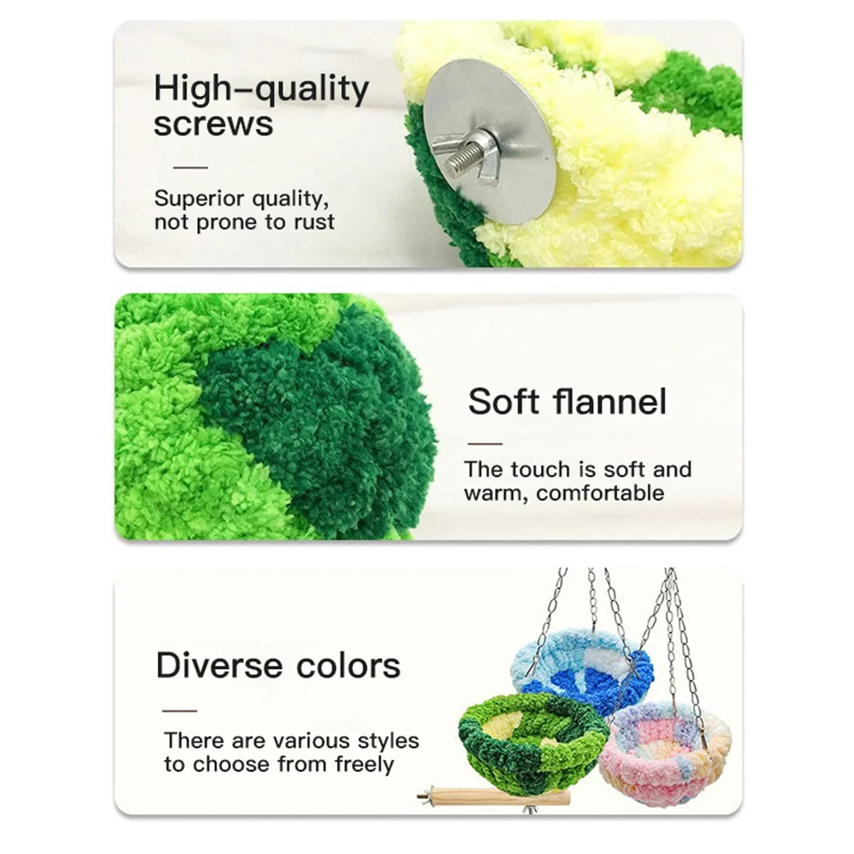 1 Parrot Nest Bird Nest Sleeping Nest Forest-Style Hammock Bird Cage Hanging Nest Plush Nest Small Bird Supplies Swing Warm Bird
