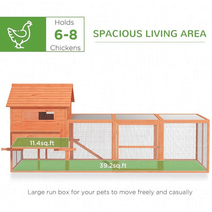 Large Wooden Chicken Coop with Run and Inner Hen House for Garden & Backyard