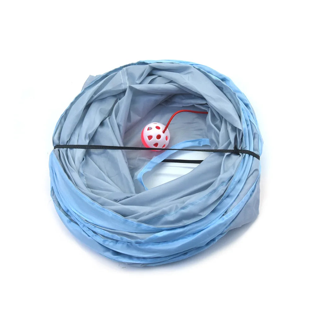 Gray 3-Way Cat Play Tunnel – Foldable Tunnel Toy for Indoor Cats & Kittens