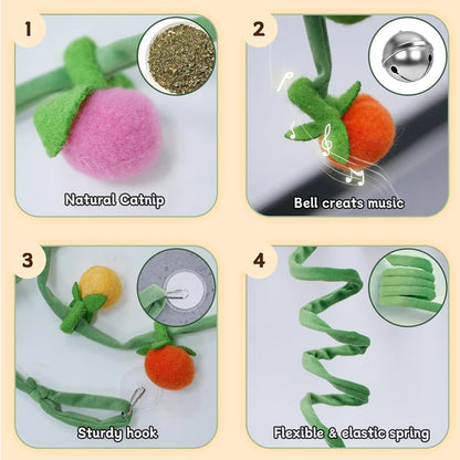 Hanging Catnip Ball with Bell – Retractable Interactive Toy for Cats & Kittens