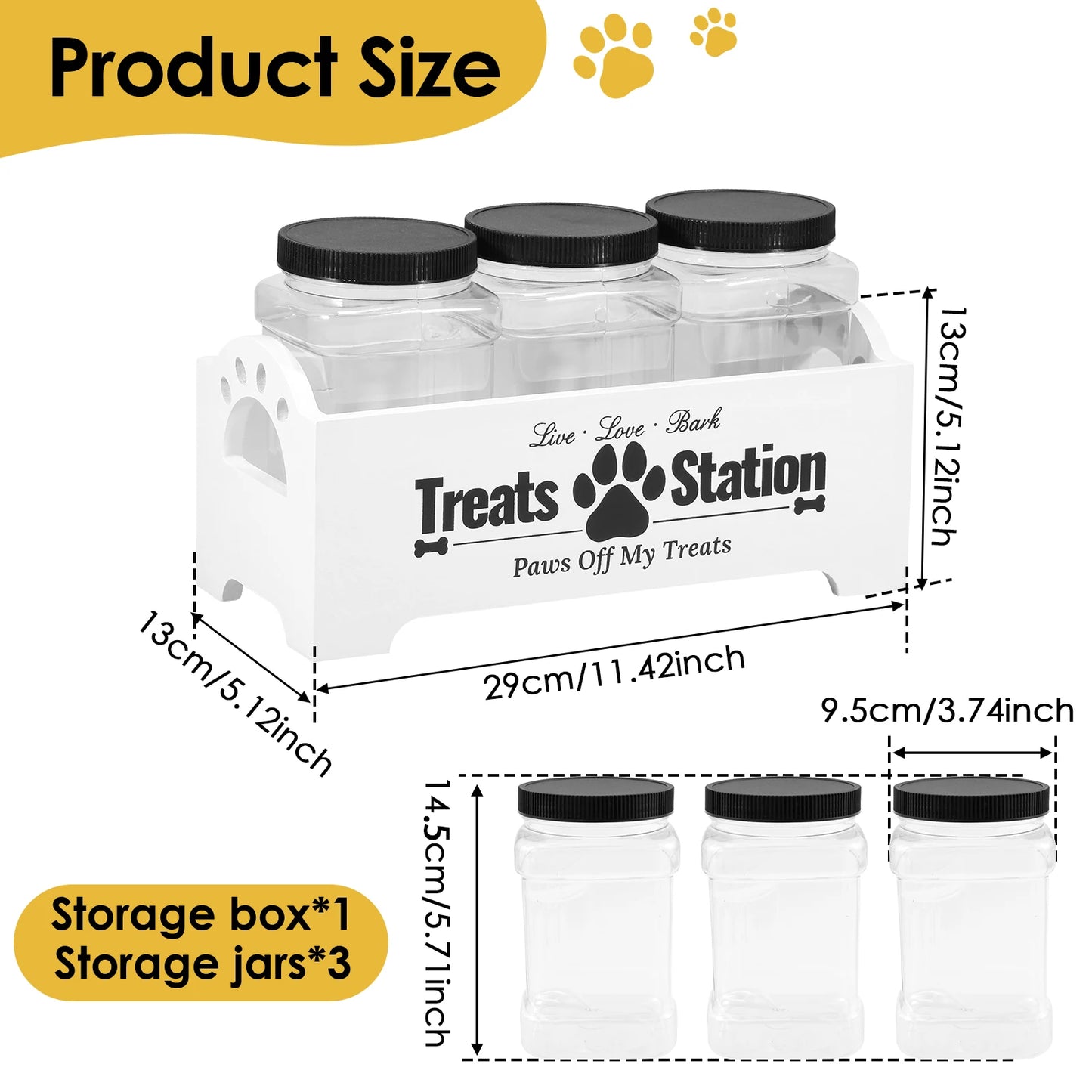 Pet Food Storage Jars – 3PCS Treat Container Set for Dog Biscuits & Cat Treats